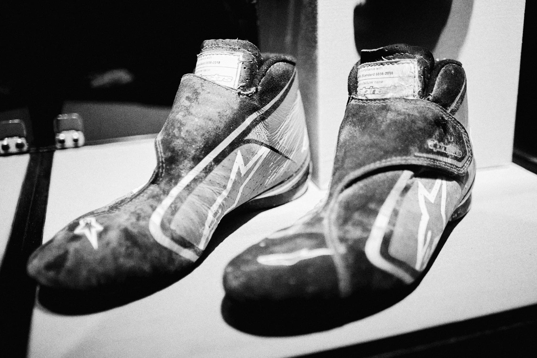 Romain Grosjean crash - burned racing boots from Bahrain 2020