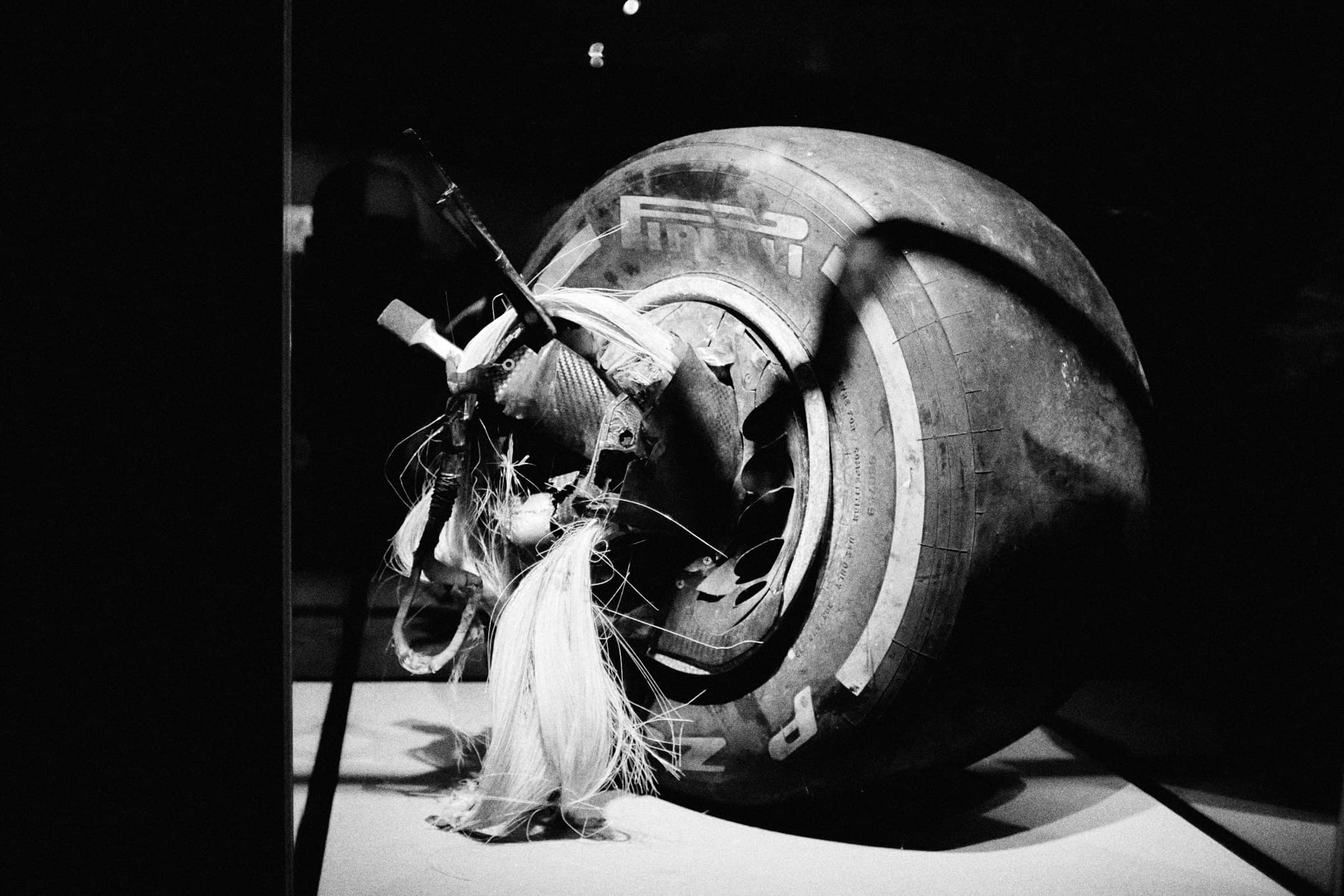 Romain Grosjean crash - destroyed tire from Bahrain 2020